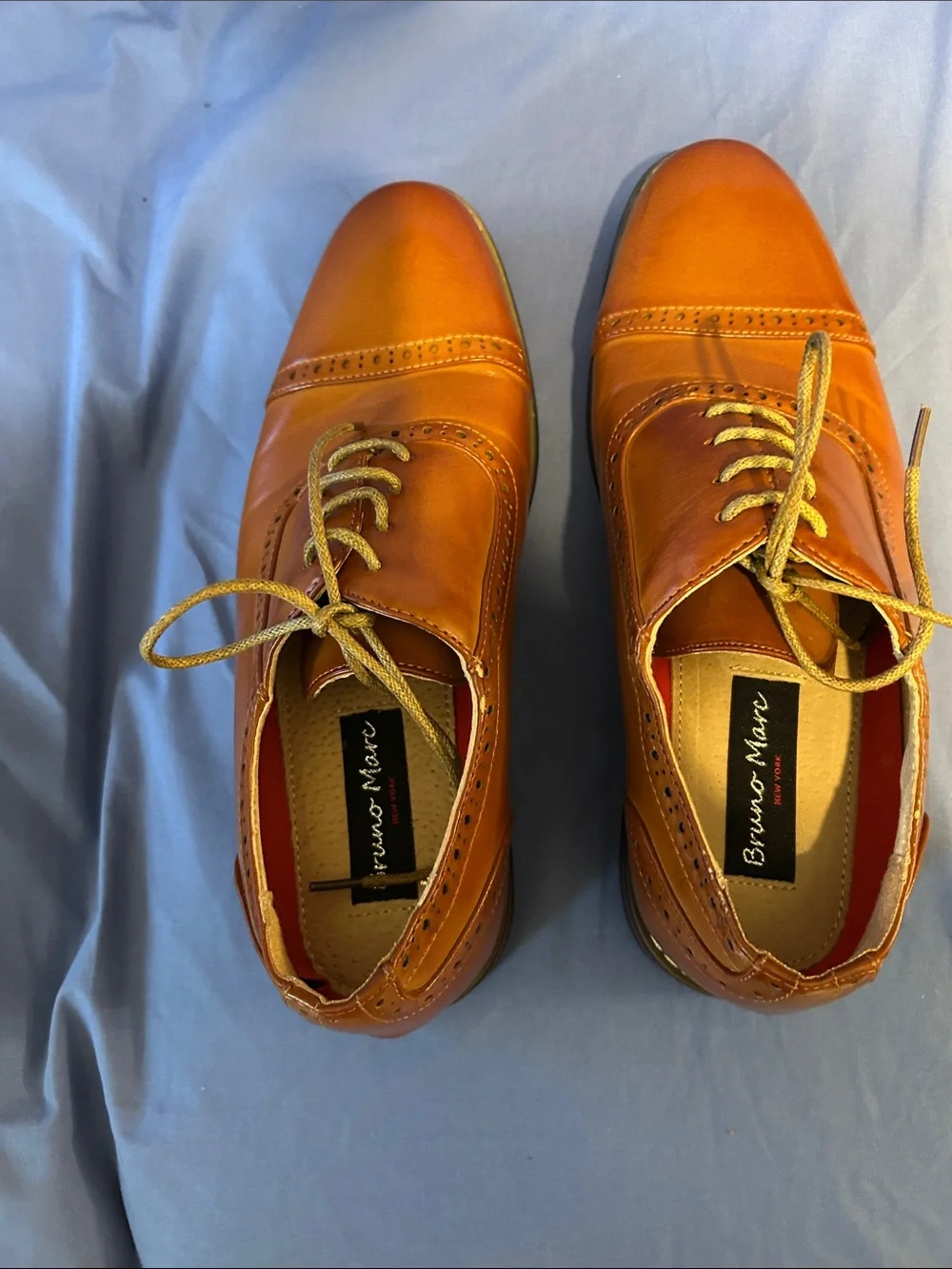 Men's Tan Leather Cap-Toe Derby Shoes
